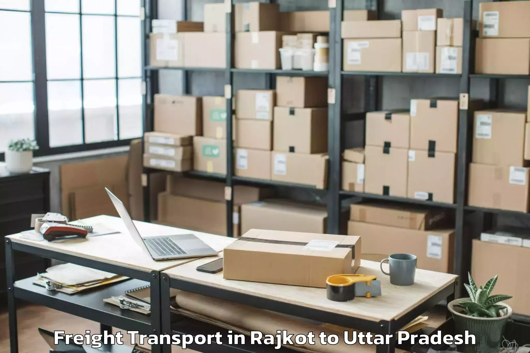 Easy Rajkot to Gopiganj Freight Transport Booking